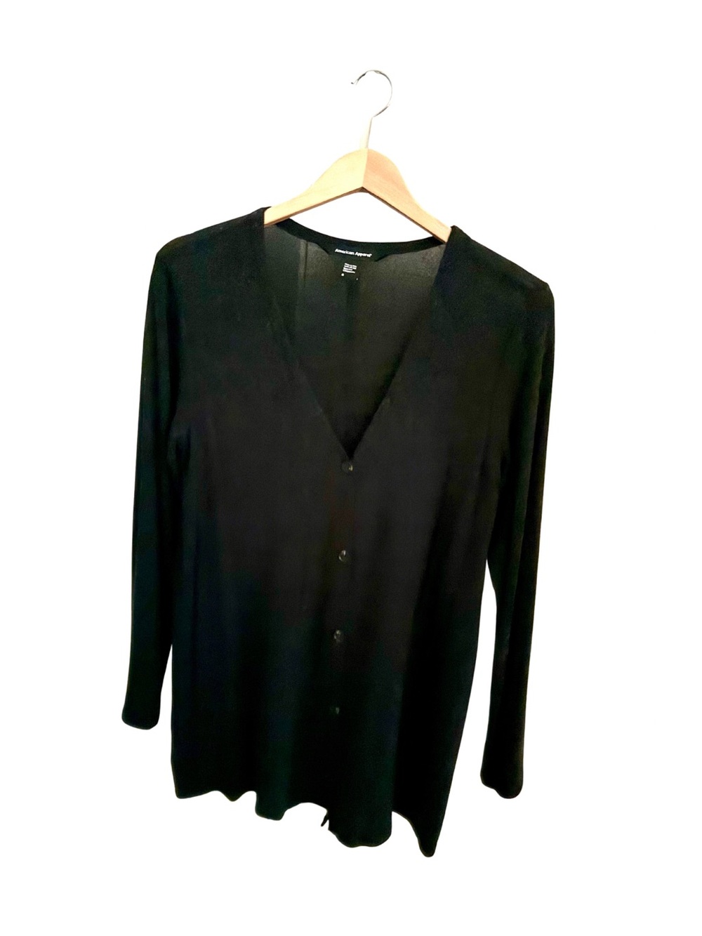American Apparel Black V-Neck Button Front Cardigan Sweater Size Small